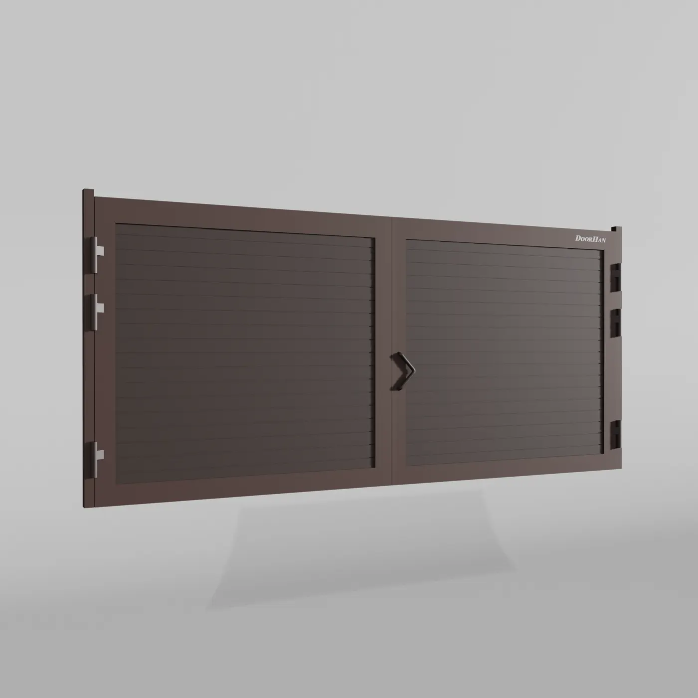 Распашные ворота DoorHan 3500х1300 цвета RAL 8017 (коричнево-красный) с дизайном «доска» без автоматики